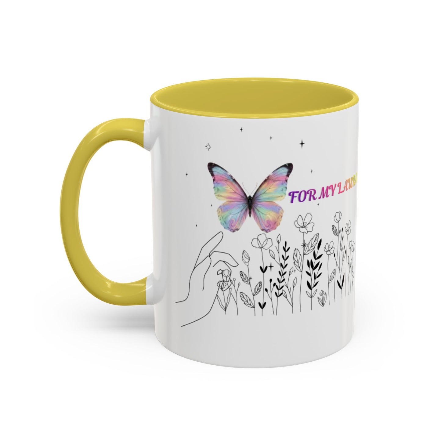 Colorful Mugs (11oz, 15oz)Taza personalizada, 11oz or 15oz Mug  Colorful Butterfly Floral  Mug personalizada ,Ceramic, Cup with wildflowers