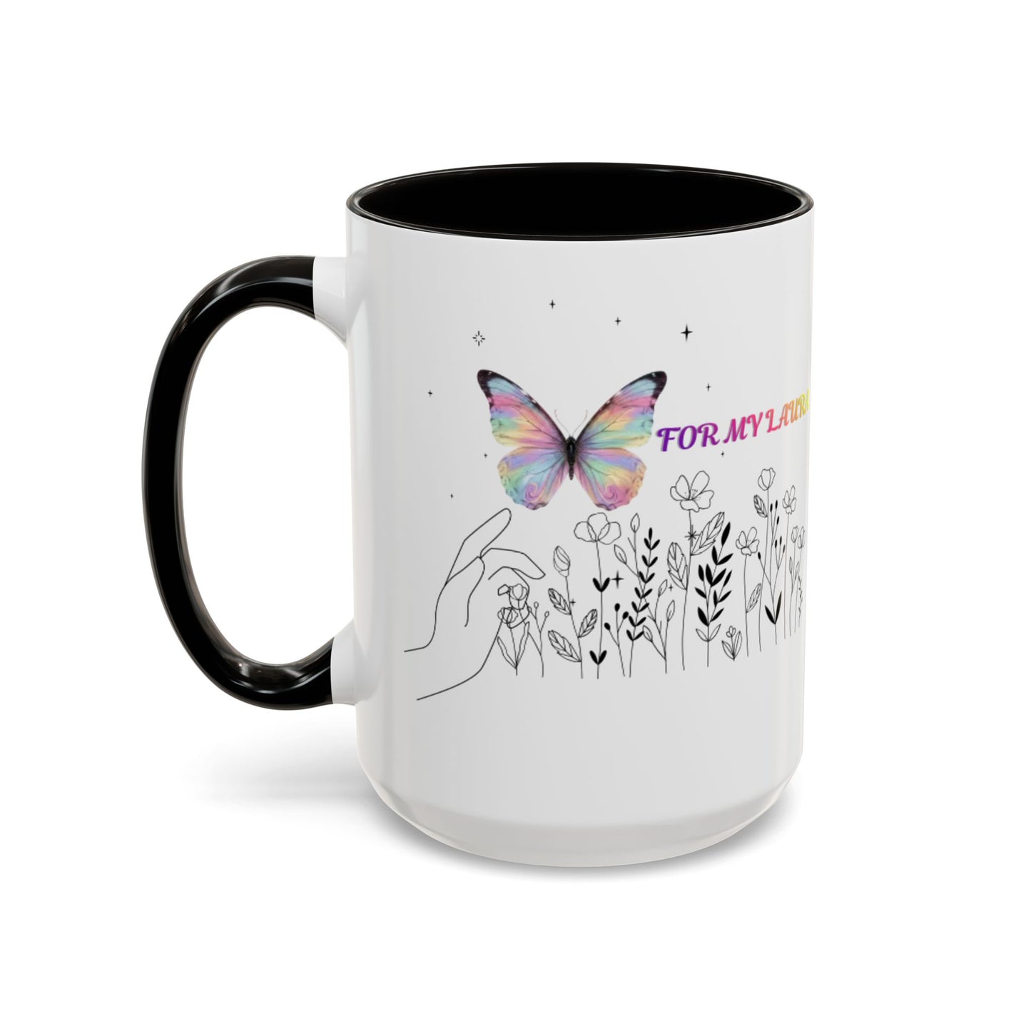 Colorful Mugs (11oz, 15oz)Taza personalizada, 11oz or 15oz Mug  Colorful Butterfly Floral  Mug personalizada ,Ceramic, Cup with wildflowers