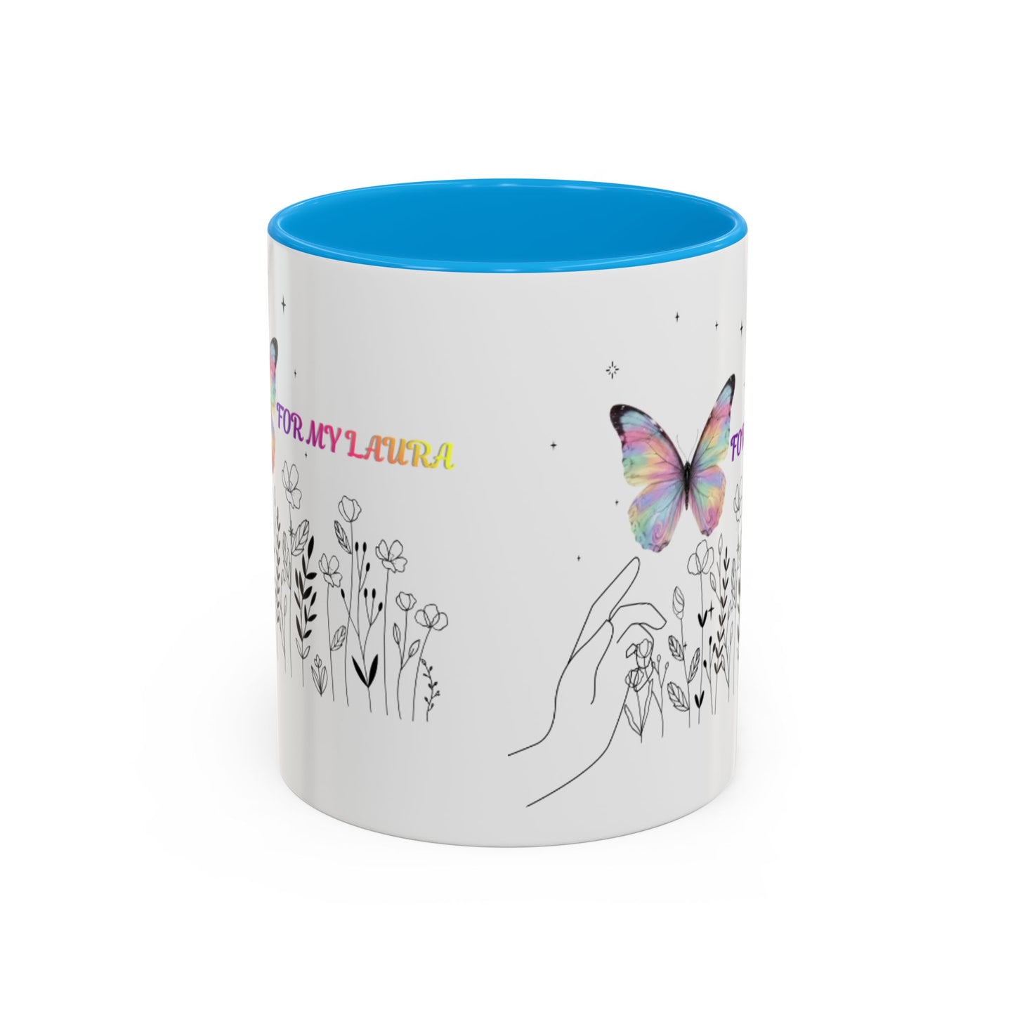 Colorful Mugs (11oz, 15oz)Taza personalizada, 11oz or 15oz Mug  Colorful Butterfly Floral  Mug personalizada ,Ceramic, Cup with wildflowers