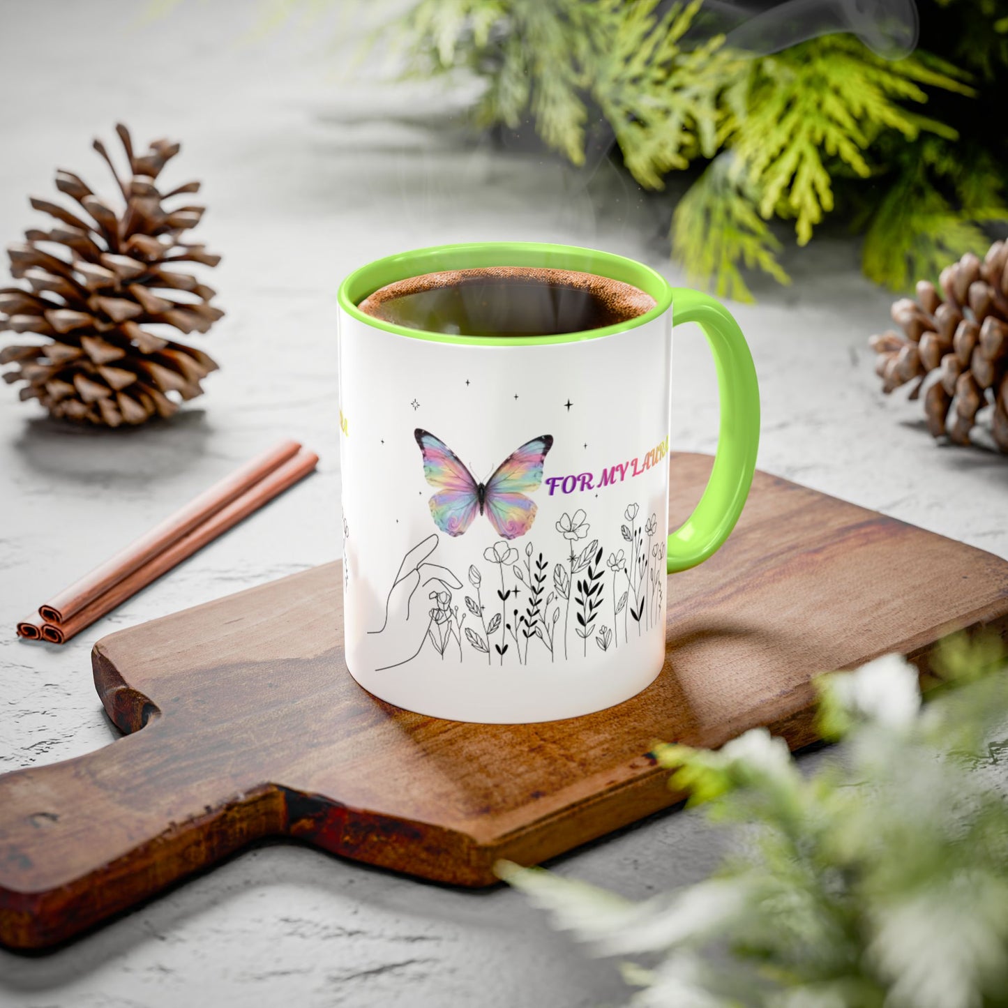 Colorful Mugs (11oz, 15oz)Taza personalizada, 11oz or 15oz Mug  Colorful Butterfly Floral  Mug personalizada ,Ceramic, Cup with wildflowers