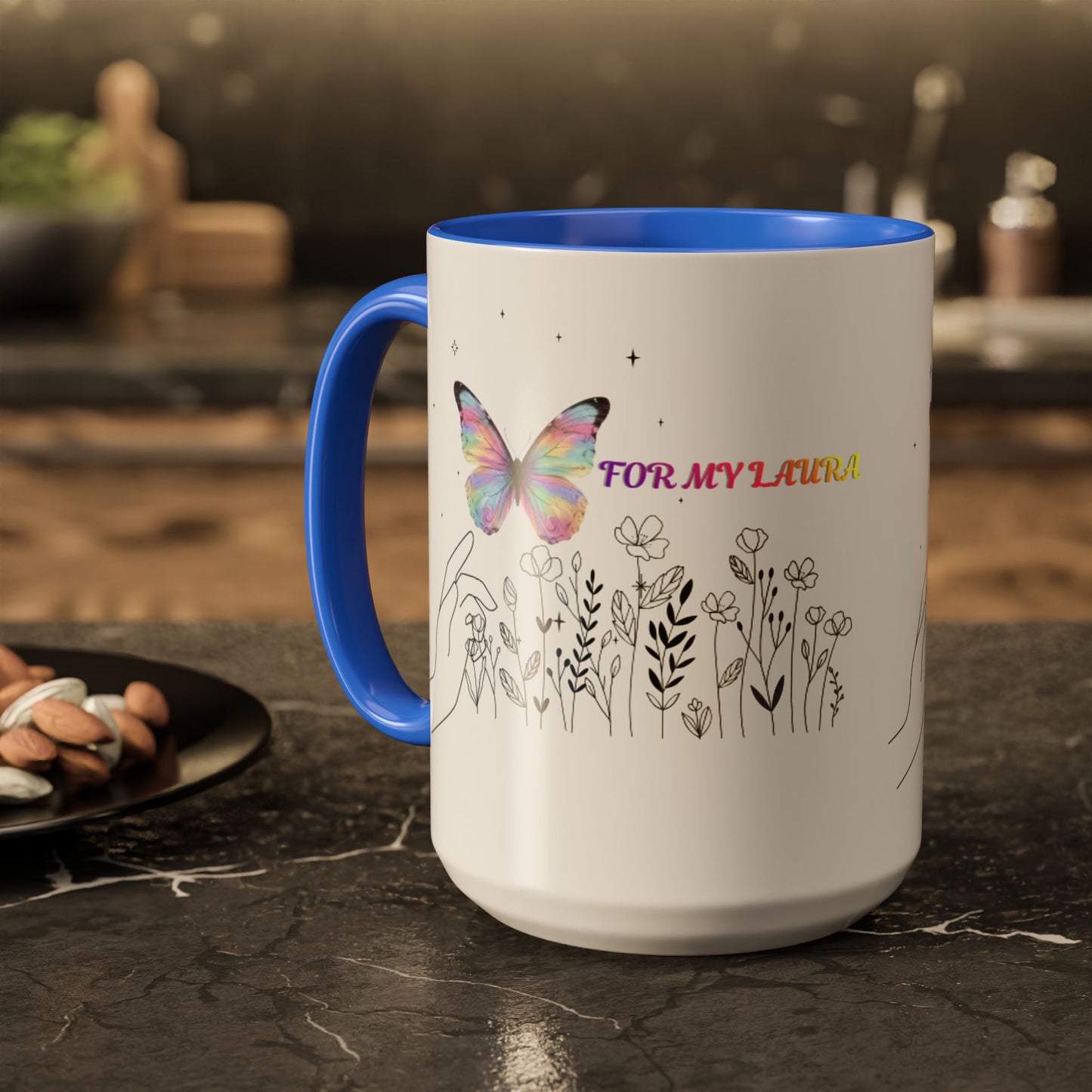 Colorful Mugs (11oz, 15oz)Taza personalizada, 11oz or 15oz Mug  Colorful Butterfly Floral  Mug personalizada ,Ceramic, Cup with wildflowers