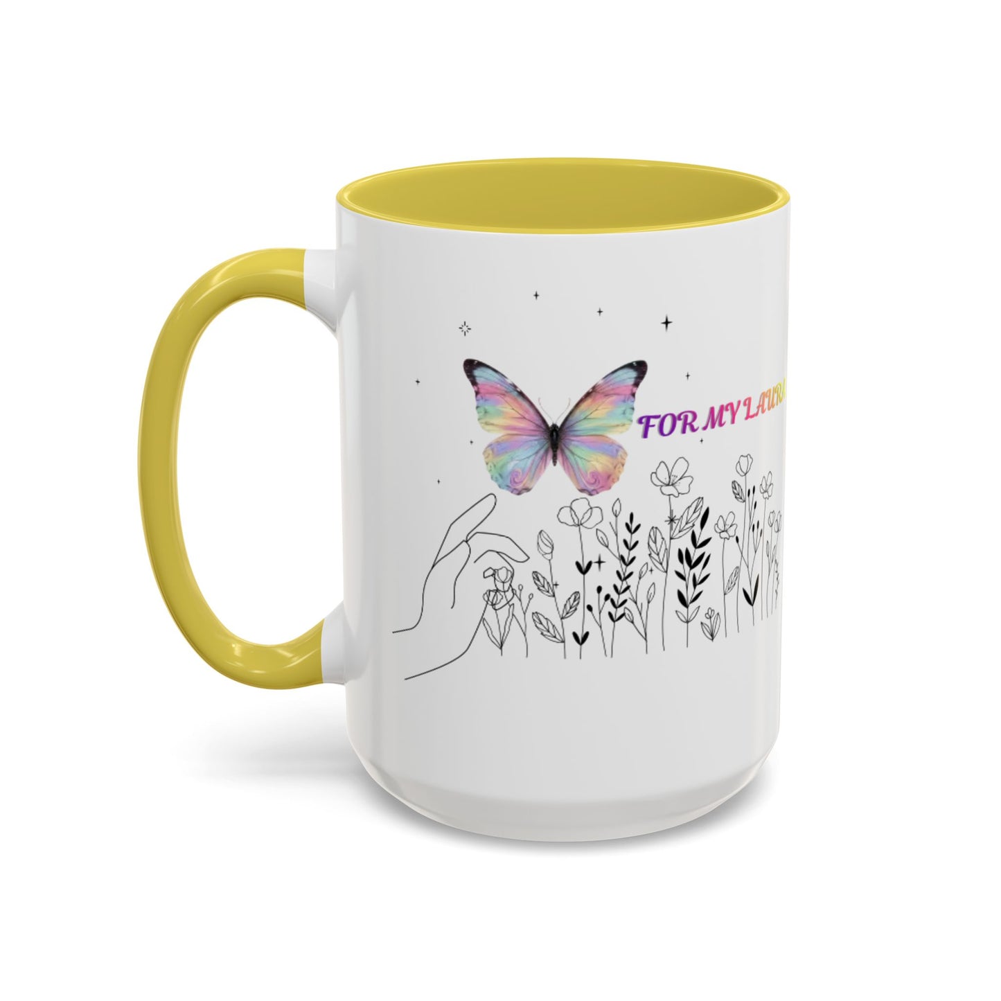 Colorful Mugs (11oz, 15oz)Taza personalizada, 11oz or 15oz Mug  Colorful Butterfly Floral  Mug personalizada ,Ceramic, Cup with wildflowers