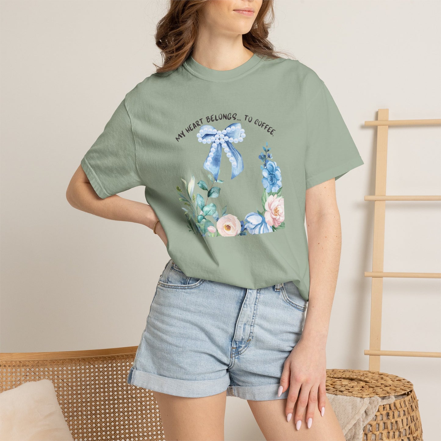 My Heart Belongs to Coffee Floral T-Shirt, She Blossomed After Every Storm enamel