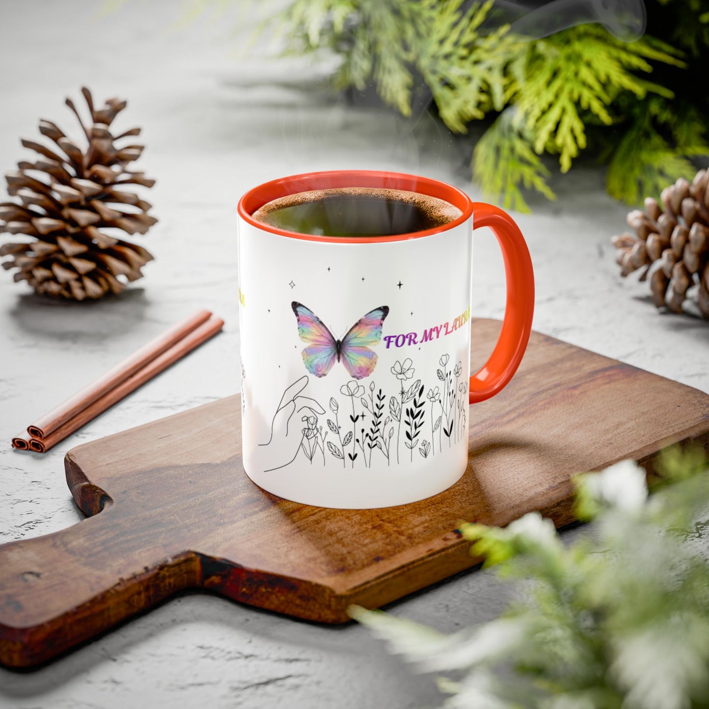 Colorful Mugs (11oz, 15oz)Taza personalizada, 11oz or 15oz Mug  Colorful Butterfly Floral  Mug personalizada ,Ceramic, Cup with wildflowers