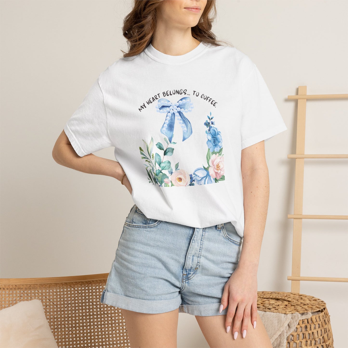 My Heart Belongs to Coffee Floral T-Shirt, She Blossomed After Every Storm enamel