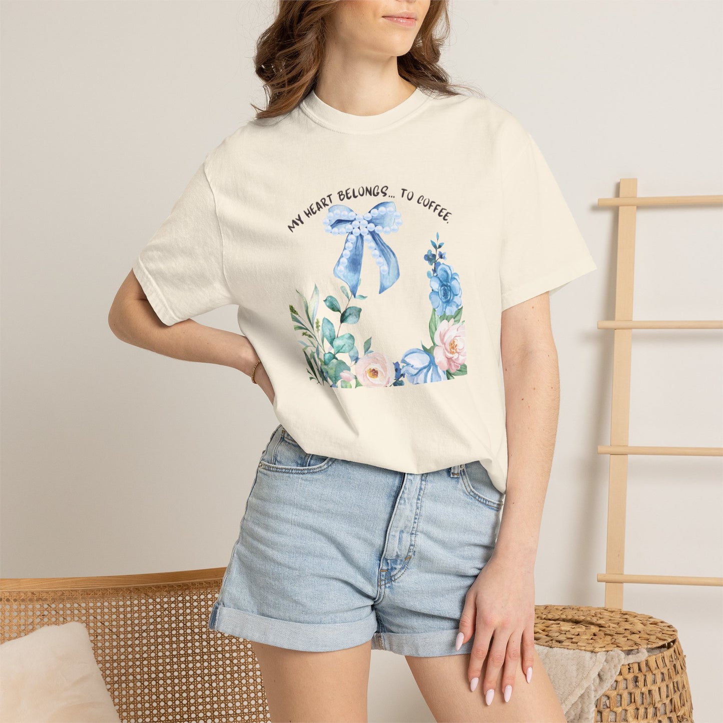 My Heart Belongs to Coffee Floral T-Shirt, She Blossomed After Every Storm enamel