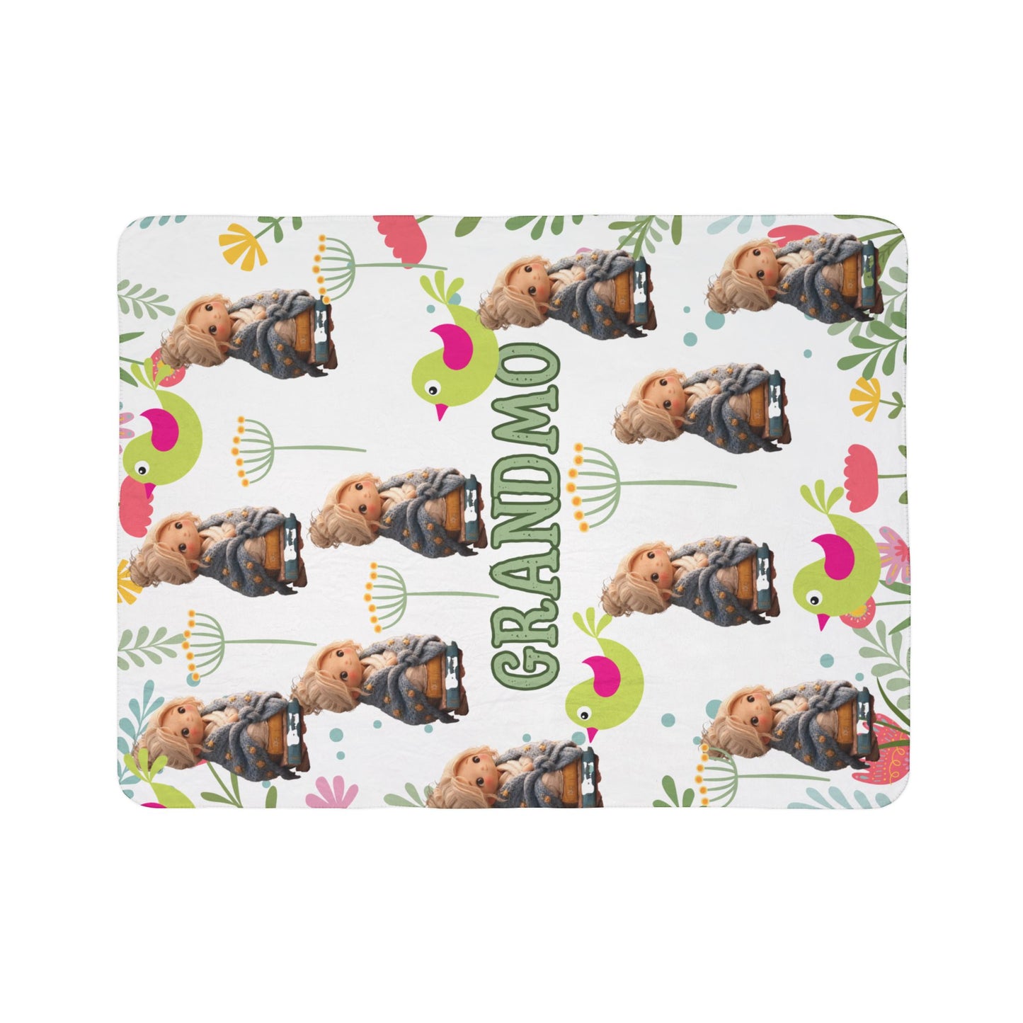 Grandma Floral Teddy Fleece Sherpa Blanket