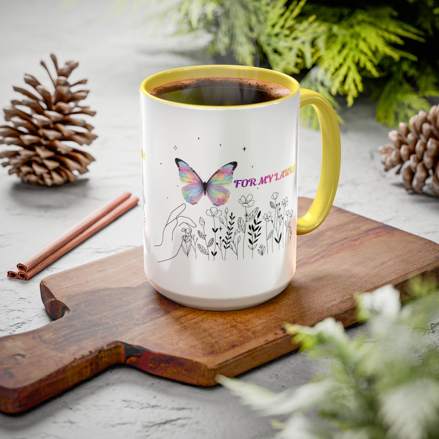 Colorful Mugs (11oz, 15oz)Taza personalizada, 11oz or 15oz Mug  Colorful Butterfly Floral  Mug personalizada ,Ceramic, Cup with wildflowers