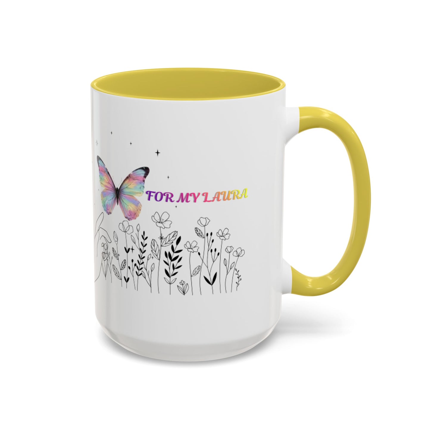 Colorful Mugs (11oz, 15oz)Taza personalizada, 11oz or 15oz Mug  Colorful Butterfly Floral  Mug personalizada ,Ceramic, Cup with wildflowers