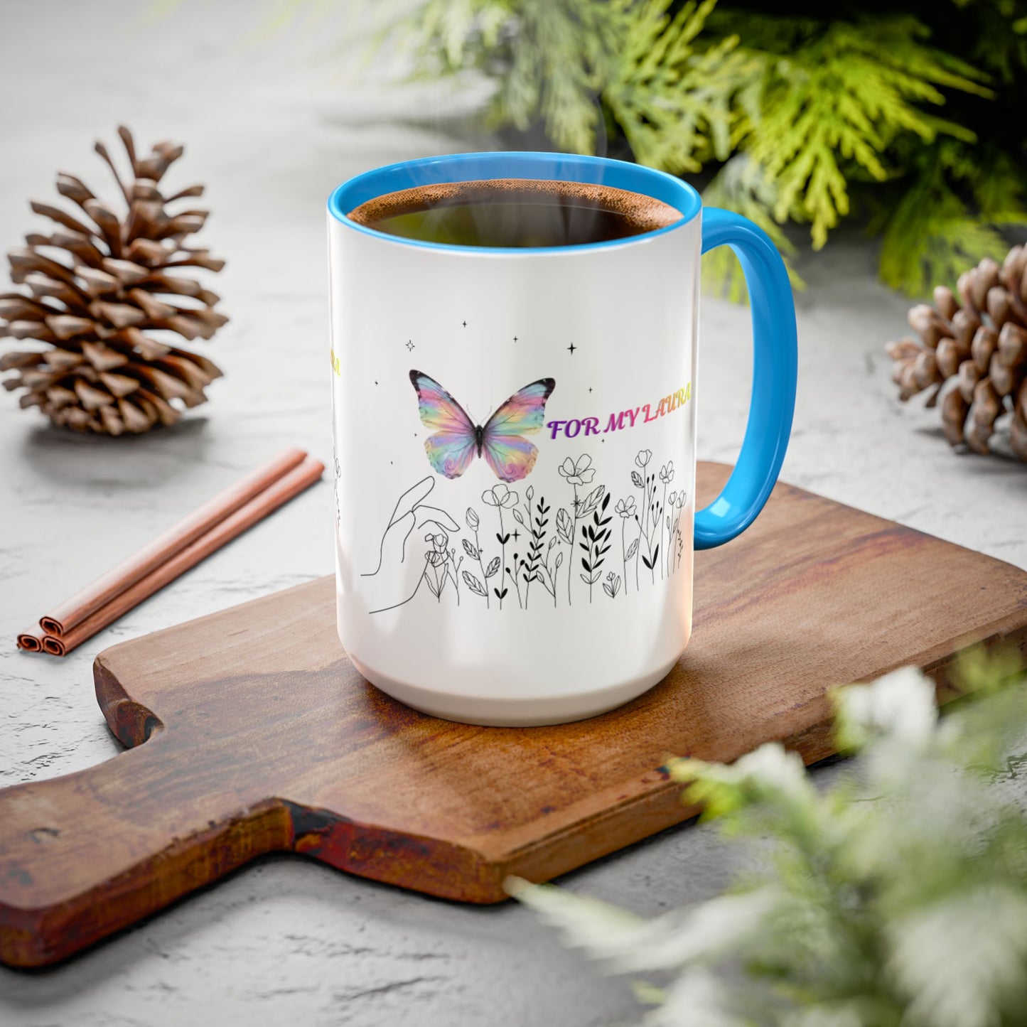 Colorful Mugs (11oz, 15oz)Taza personalizada, 11oz or 15oz Mug  Colorful Butterfly Floral  Mug personalizada ,Ceramic, Cup with wildflowers