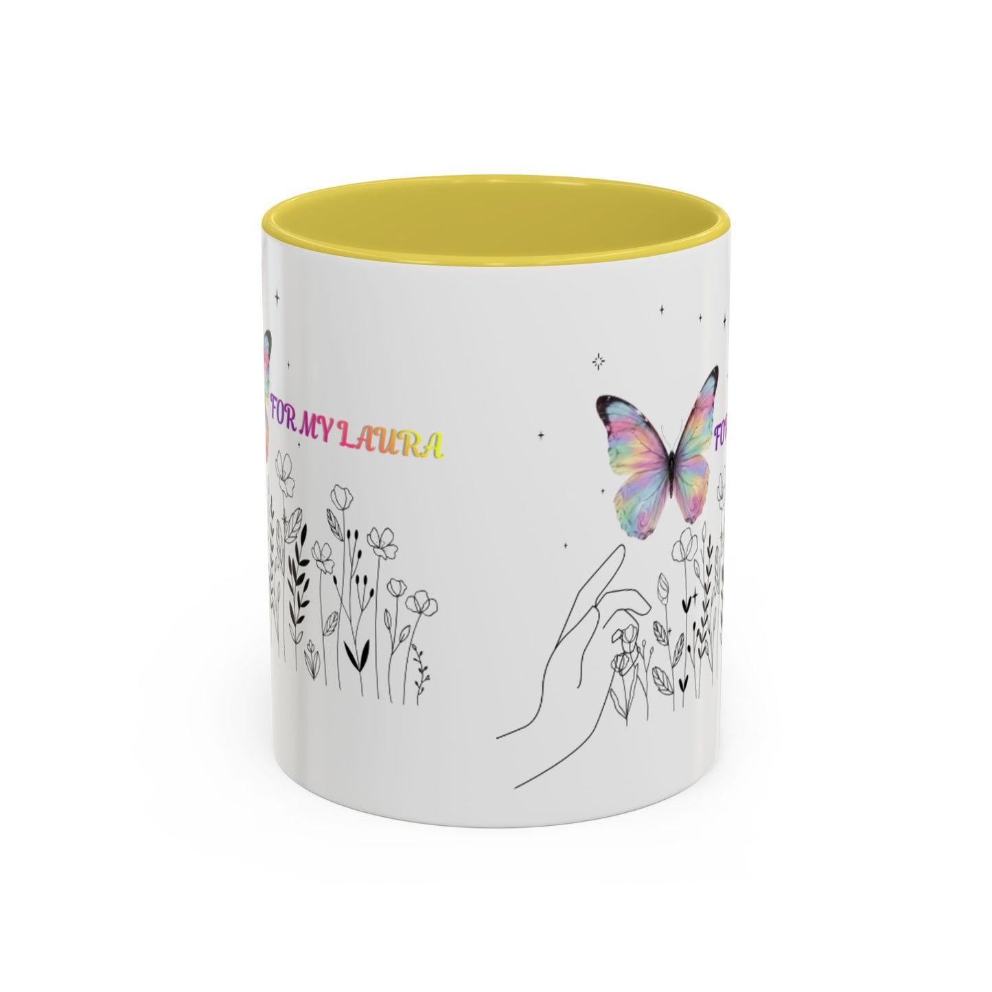 Colorful Mugs (11oz, 15oz)Taza personalizada, 11oz or 15oz Mug  Colorful Butterfly Floral  Mug personalizada ,Ceramic, Cup with wildflowers