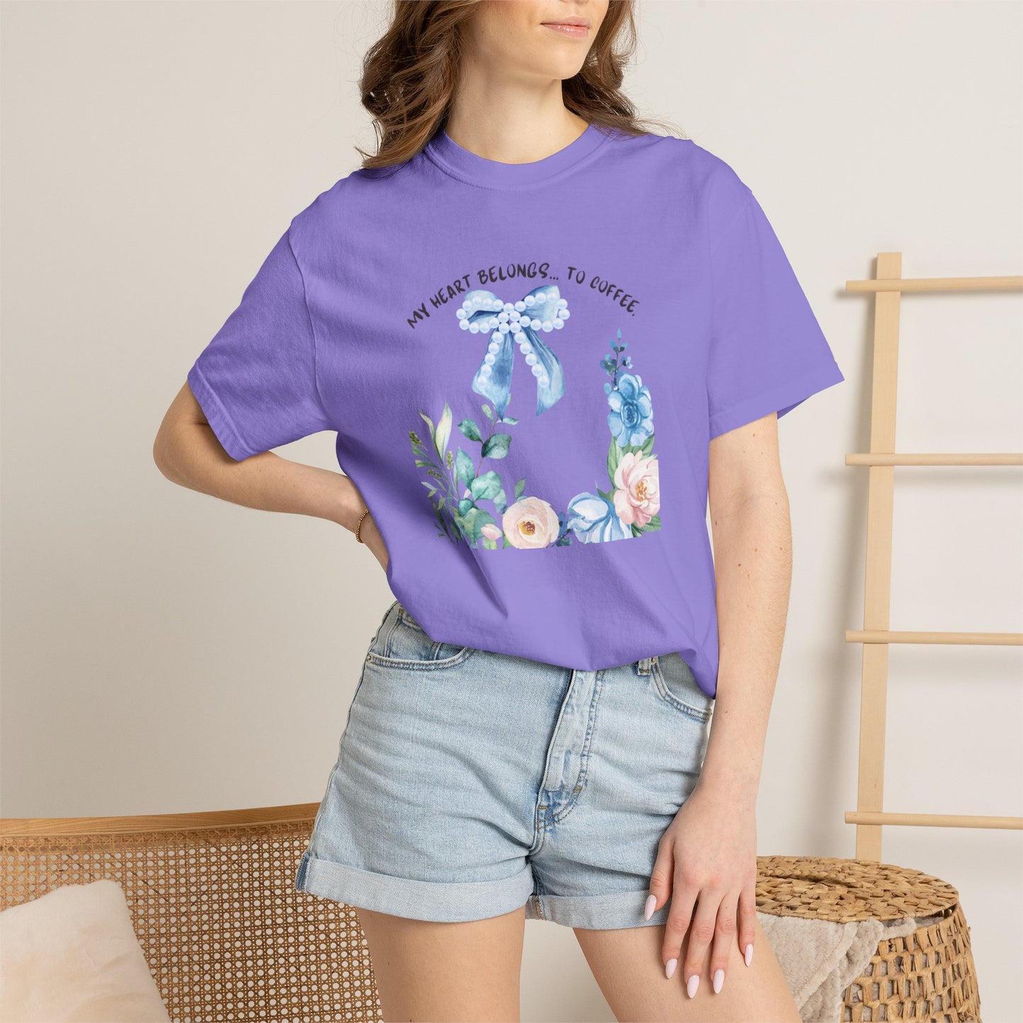 My Heart Belongs to Coffee Floral T-Shirt, She Blossomed After Every Storm enamel