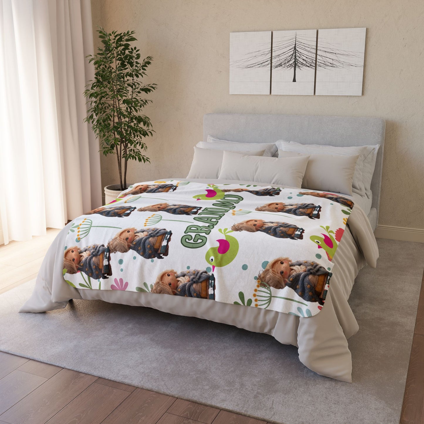 Grandma Floral Teddy Fleece Sherpa Blanket