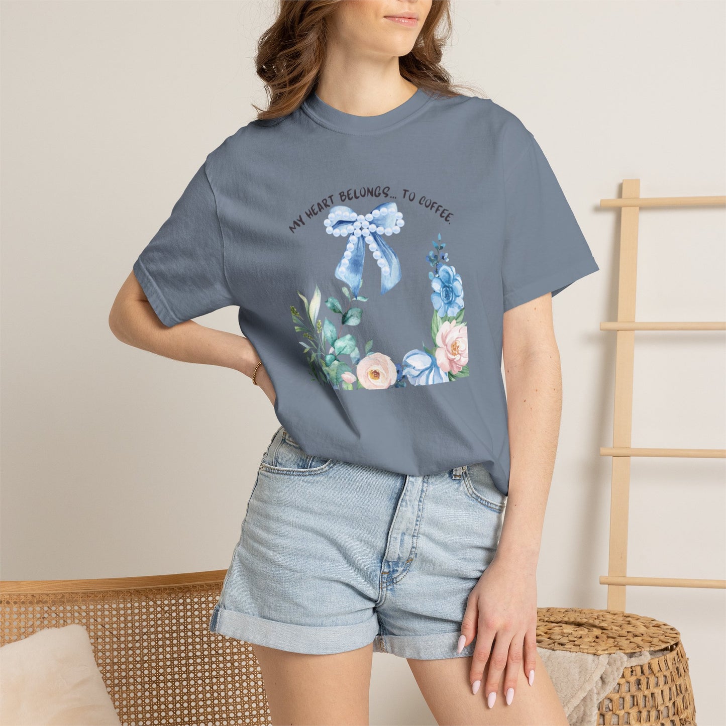 My Heart Belongs to Coffee Floral T-Shirt, She Blossomed After Every Storm enamel