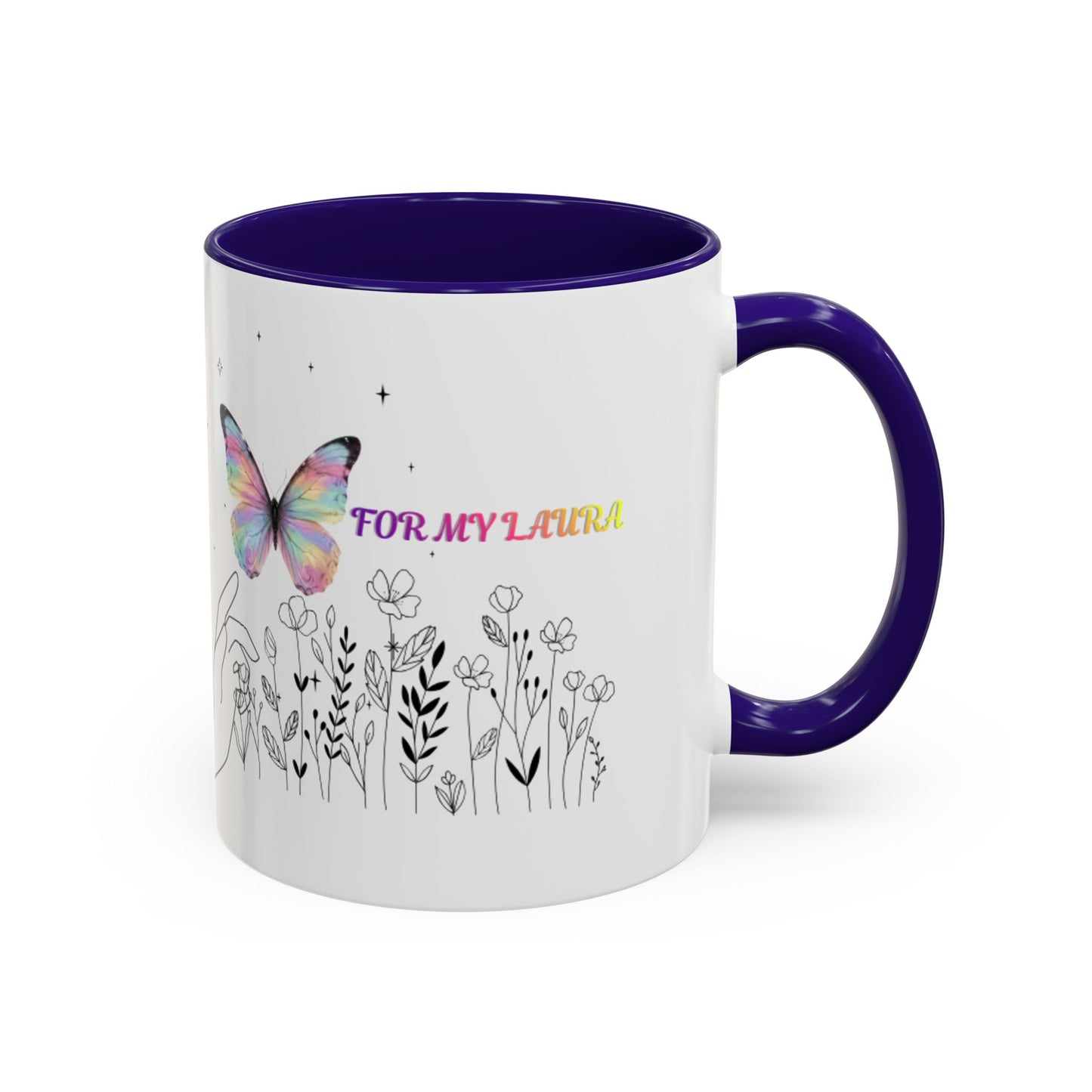 Colorful Mugs (11oz, 15oz)Taza personalizada, 11oz or 15oz Mug  Colorful Butterfly Floral  Mug personalizada ,Ceramic, Cup with wildflowers
