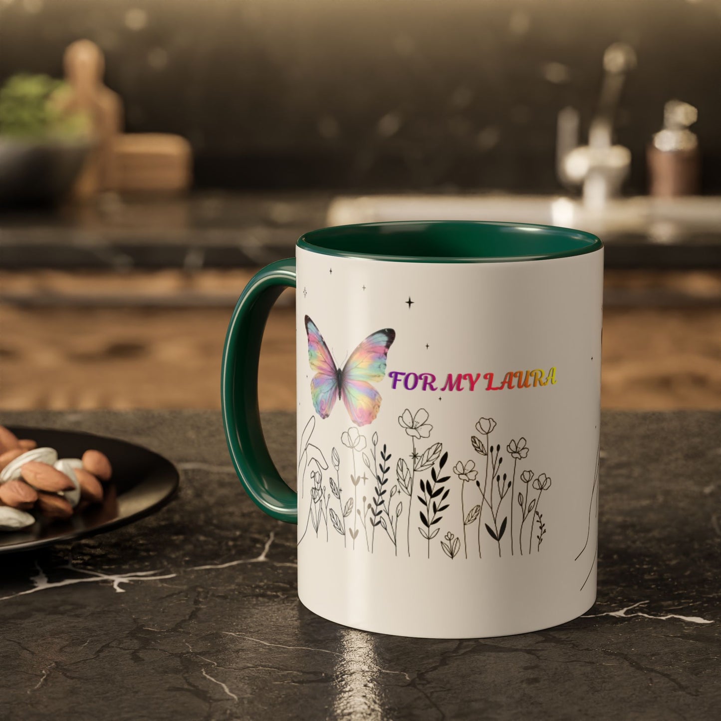 Colorful Mugs (11oz, 15oz)Taza personalizada, 11oz or 15oz Mug  Colorful Butterfly Floral  Mug personalizada ,Ceramic, Cup with wildflowers