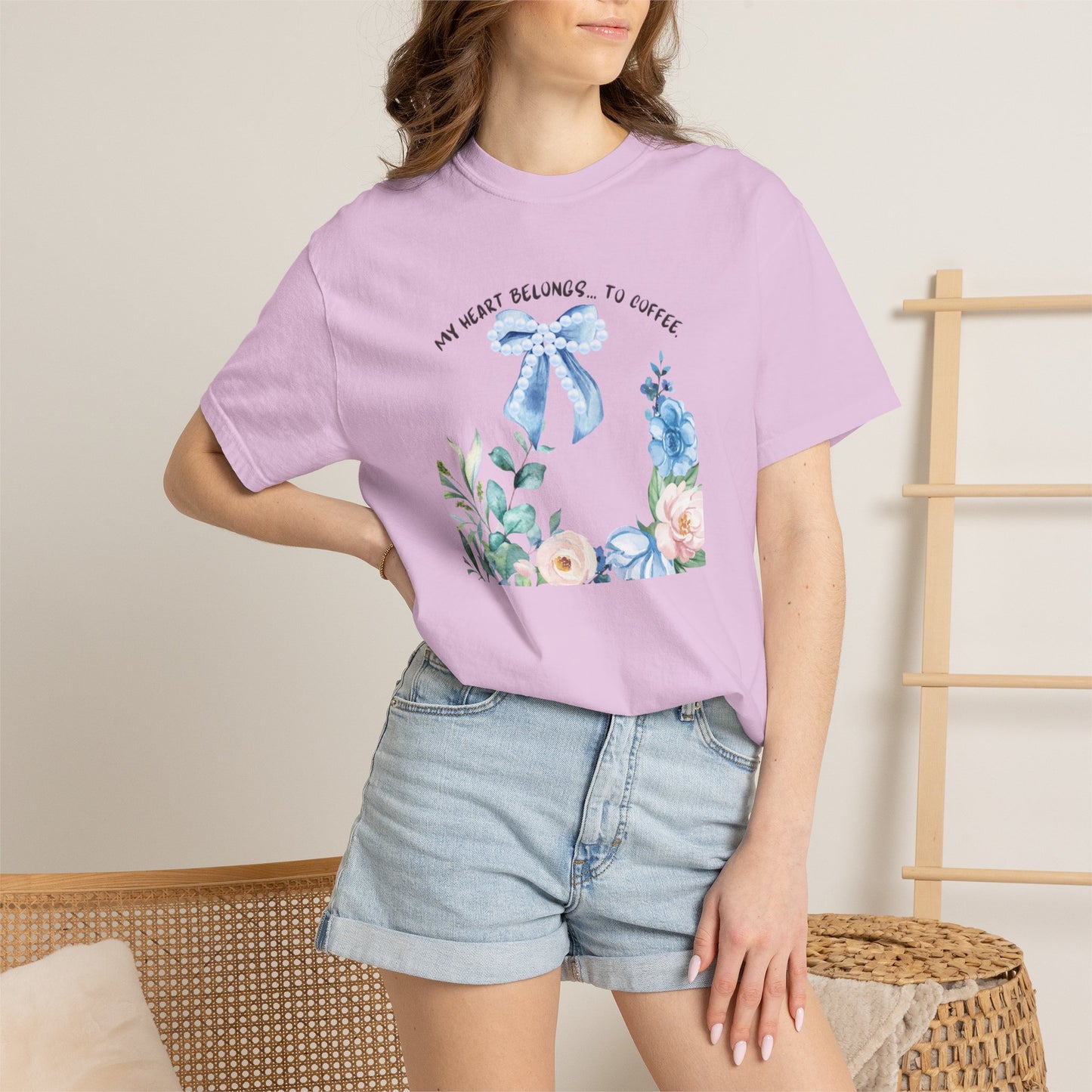 My Heart Belongs to Coffee Floral T-Shirt, She Blossomed After Every Storm enamel