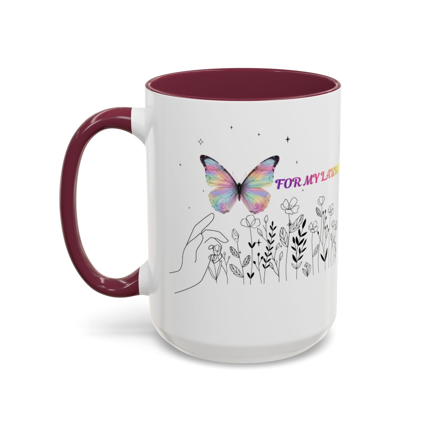 Colorful Mugs (11oz, 15oz)Taza personalizada, 11oz or 15oz Mug  Colorful Butterfly Floral  Mug personalizada ,Ceramic, Cup with wildflowers
