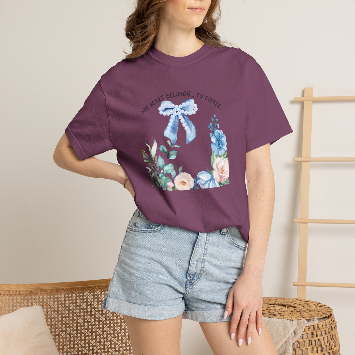 My Heart Belongs to Coffee Floral T-Shirt, She Blossomed After Every Storm enamel