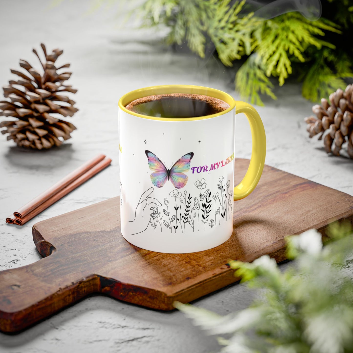 Colorful Mugs (11oz, 15oz)Taza personalizada, 11oz or 15oz Mug  Colorful Butterfly Floral  Mug personalizada ,Ceramic, Cup with wildflowers