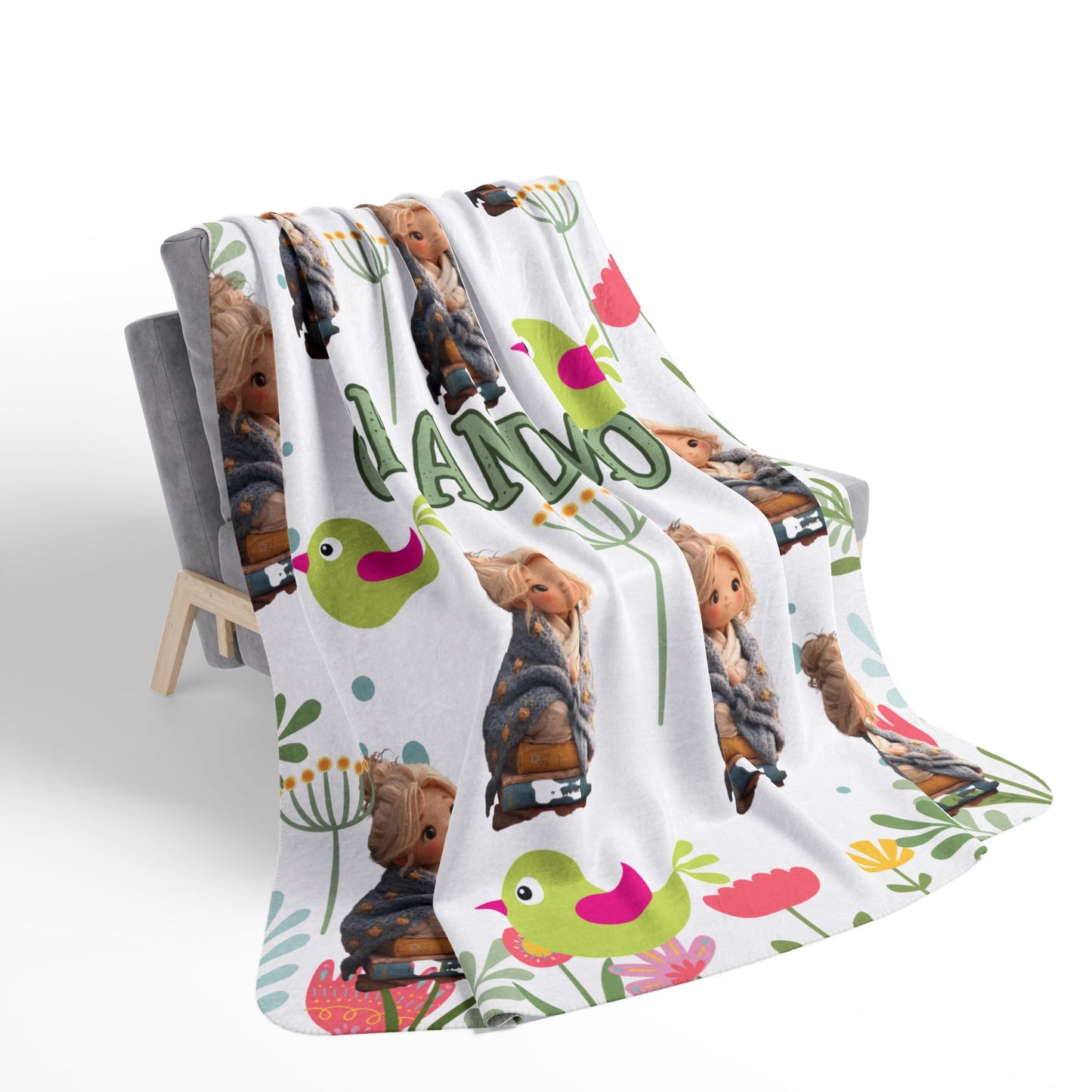 Grandma Floral Teddy Fleece Sherpa Blanket
