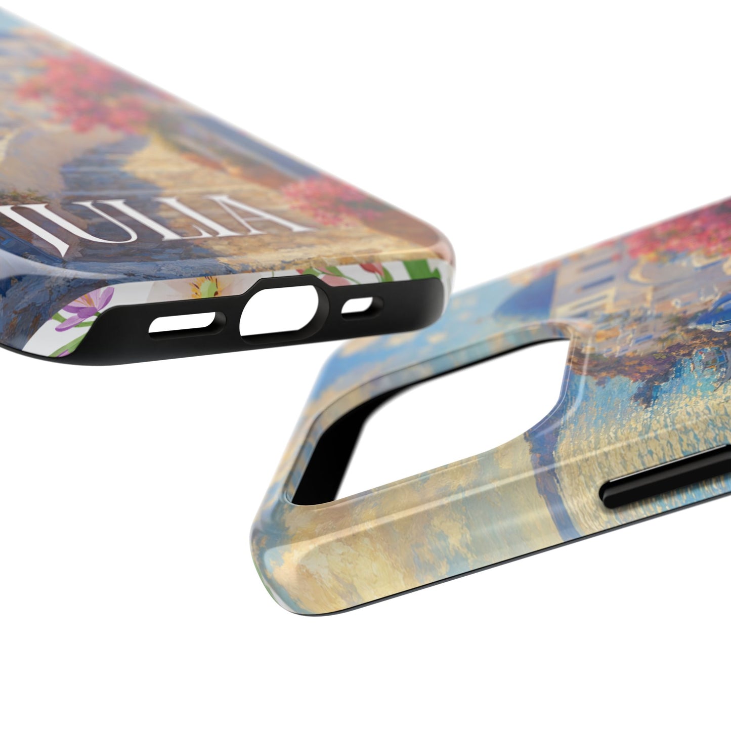 Tough Phone Case — Personalized Santorini Seaside Design (Name: JULIA)