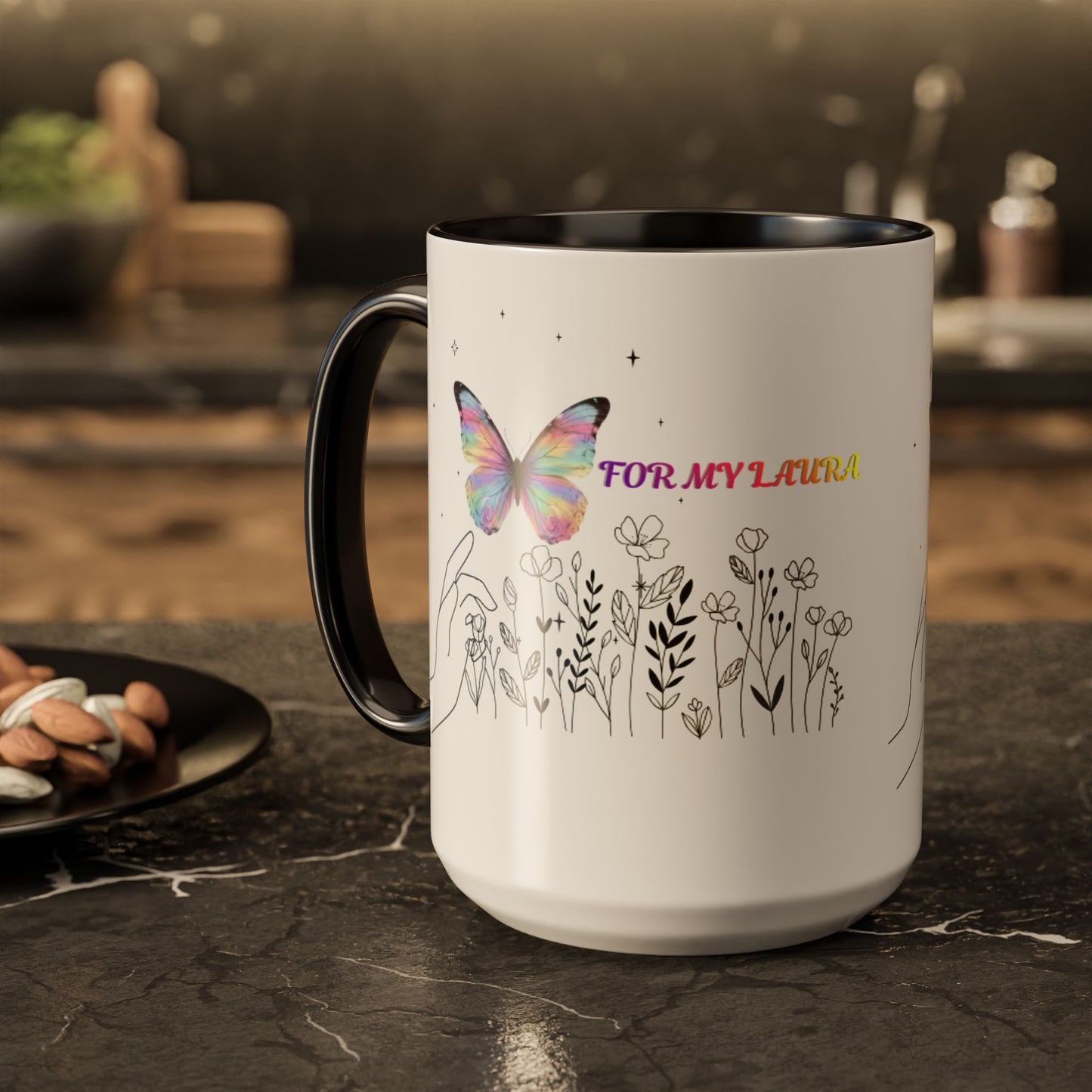 Colorful Mugs (11oz, 15oz)Taza personalizada, 11oz or 15oz Mug  Colorful Butterfly Floral  Mug personalizada ,Ceramic, Cup with wildflowers