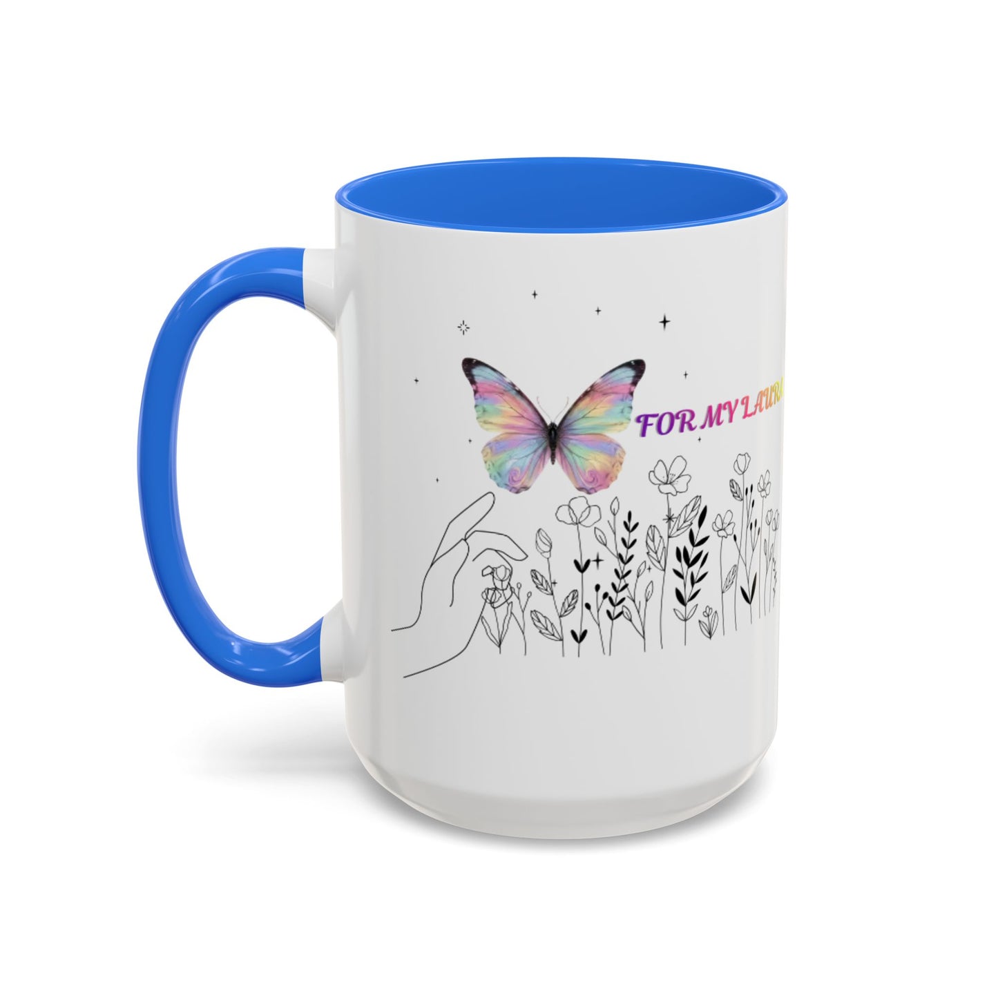 Colorful Mugs (11oz, 15oz)Taza personalizada, 11oz or 15oz Mug  Colorful Butterfly Floral  Mug personalizada ,Ceramic, Cup with wildflowers