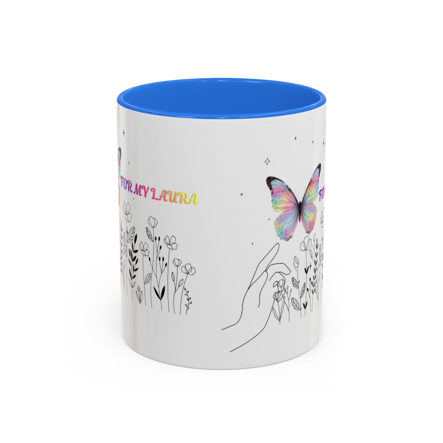 Colorful Mugs (11oz, 15oz)Taza personalizada, 11oz or 15oz Mug  Colorful Butterfly Floral  Mug personalizada ,Ceramic, Cup with wildflowers