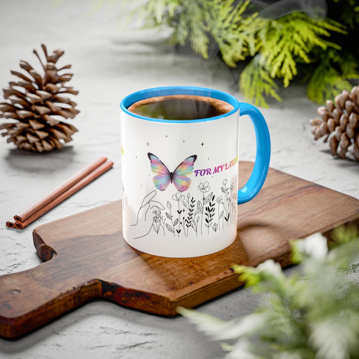 Colorful Mugs (11oz, 15oz)Taza personalizada, 11oz or 15oz Mug  Colorful Butterfly Floral  Mug personalizada ,Ceramic, Cup with wildflowers