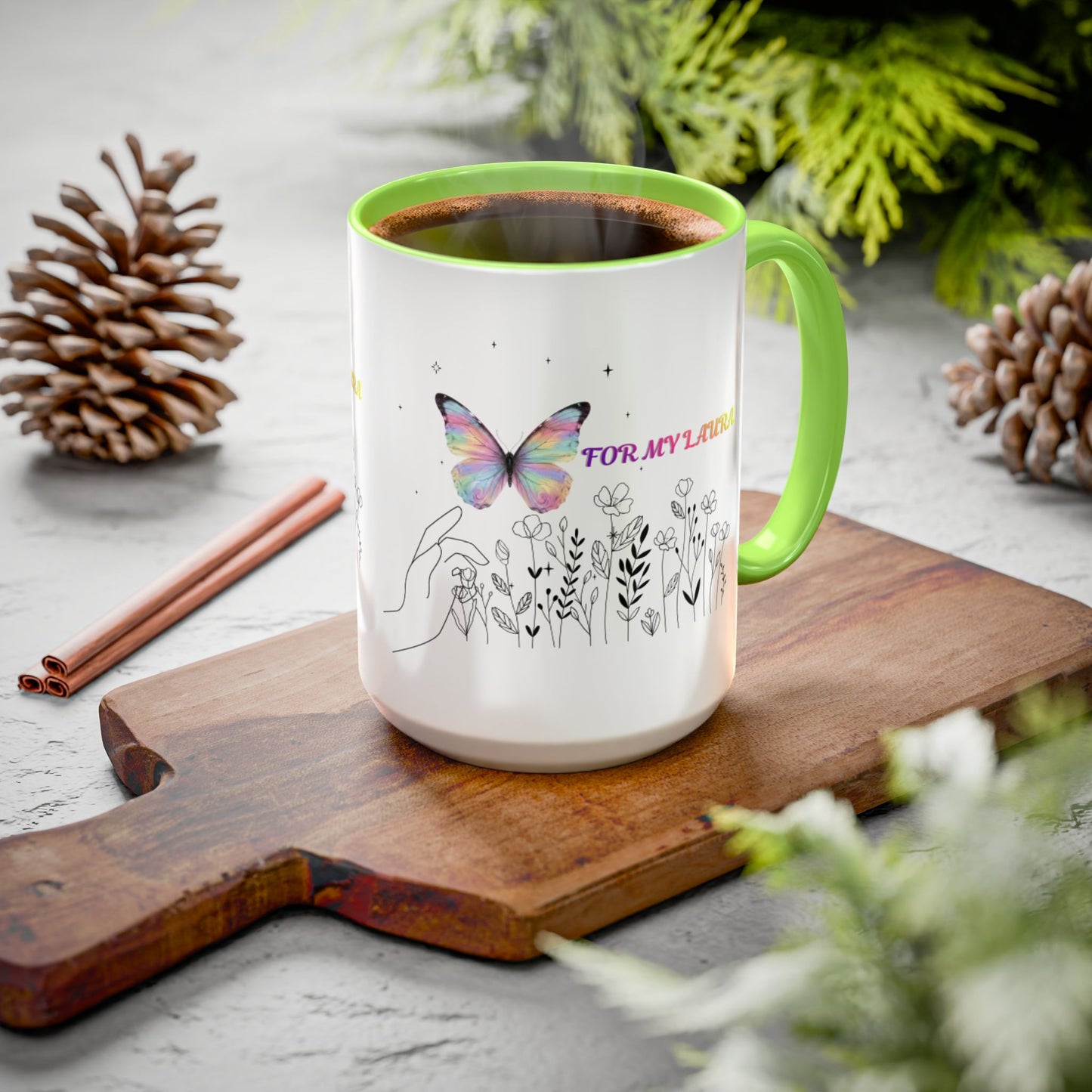Colorful Mugs (11oz, 15oz)Taza personalizada, 11oz or 15oz Mug  Colorful Butterfly Floral  Mug personalizada ,Ceramic, Cup with wildflowers