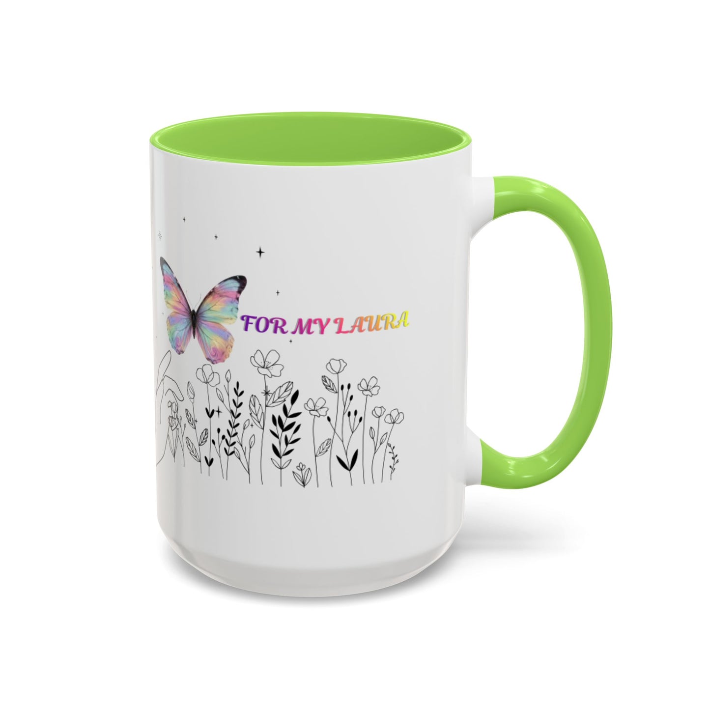 Colorful Mugs (11oz, 15oz)Taza personalizada, 11oz or 15oz Mug  Colorful Butterfly Floral  Mug personalizada ,Ceramic, Cup with wildflowers