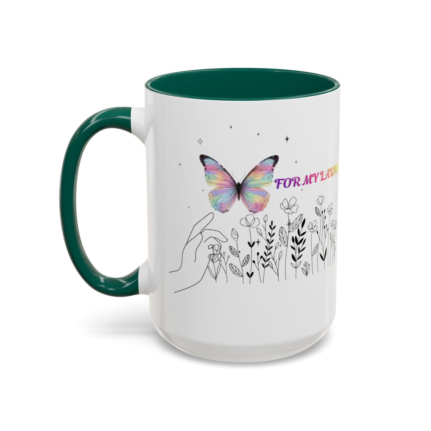 Colorful Mugs (11oz, 15oz)Taza personalizada, 11oz or 15oz Mug  Colorful Butterfly Floral  Mug personalizada ,Ceramic, Cup with wildflowers