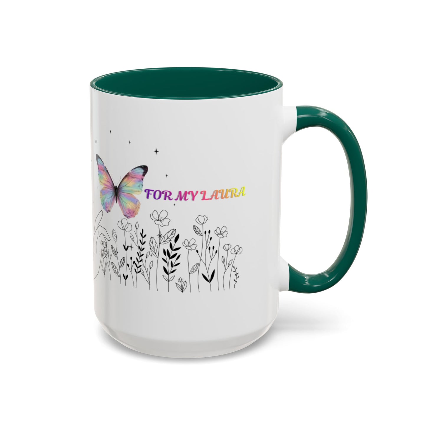 Colorful Mugs (11oz, 15oz)Taza personalizada, 11oz or 15oz Mug  Colorful Butterfly Floral  Mug personalizada ,Ceramic, Cup with wildflowers