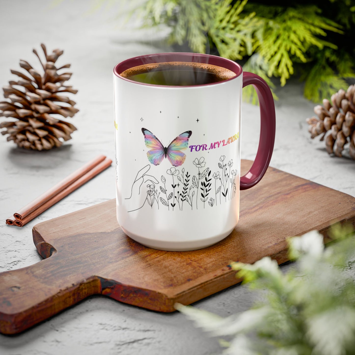 Colorful Mugs (11oz, 15oz)Taza personalizada, 11oz or 15oz Mug  Colorful Butterfly Floral  Mug personalizada ,Ceramic, Cup with wildflowers